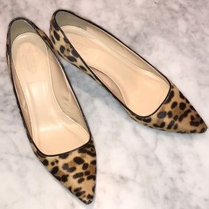 J Crew Collection calf-hair leopard print heels